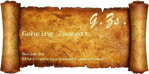 Gehring Zsanett névjegykártya